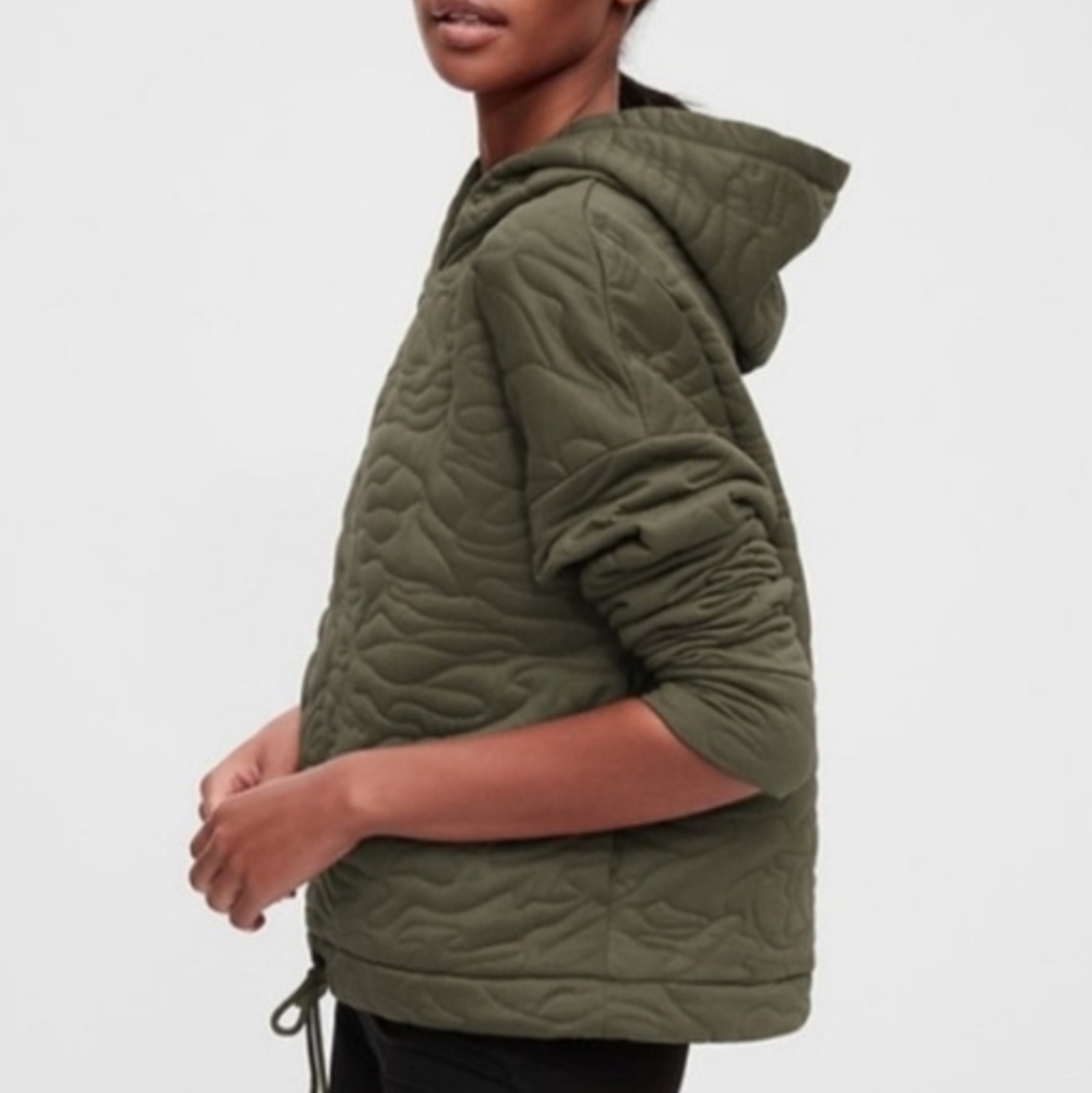 GapFit Women's Jacquard Quilted Hoodie Sweatshirt, Olive Green - Size Small